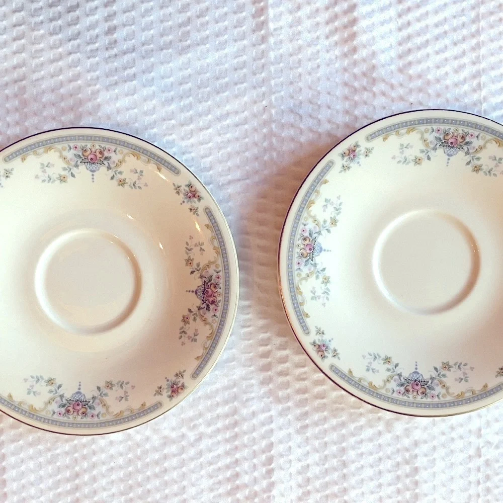 Royal Doulton Romance Collection Juliet Floral Saucer - Cream Blue set of 2